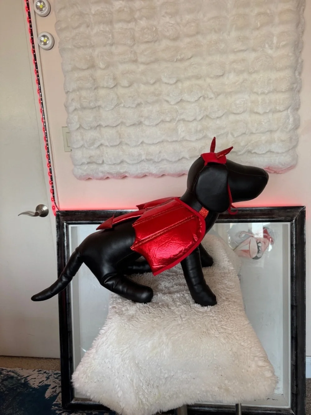 Red Metallic Pet Costume Cape for Dogs - Decorative Harness Halloween costume